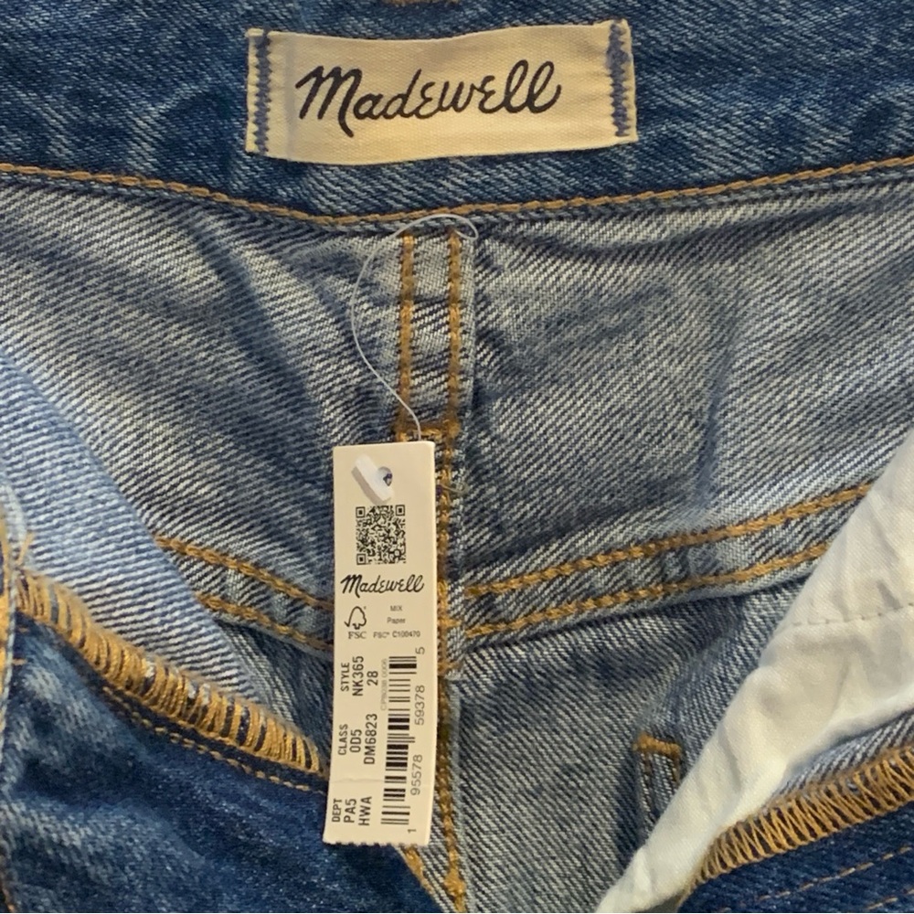 NWT Madewell Denim Dolphin-Hem Rigid Denim A-Line Blue Jean Mini Skirt 28 $79.50 - Picture 9 of 12